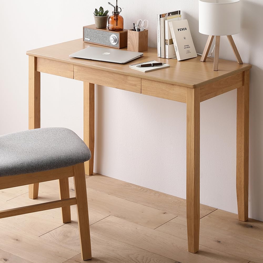 Amazon | RASIK デスク単品 幅100×奥行45cm ナチュラル 引き出し A4